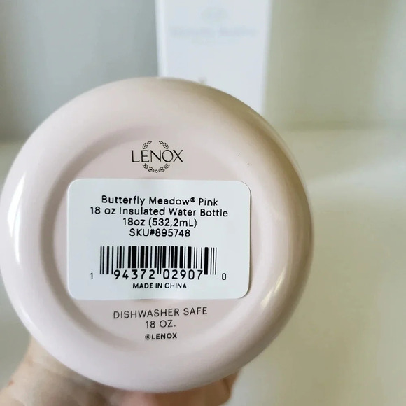 Lenox Butterfly Meadow Pink New in box 18oz Insulated Water Bottle. - Picture 8 of 10